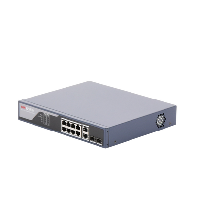 Switch PoE+   Administrable   Uso en Rack   8 Puertos 10 100 PoE+    2 Puertos 1000 Mbps Uplink    2 Puertos SFP   Configuración Nube desde Hik-PartnerPro   Modo Extendido hasta 300 Metros   125 W