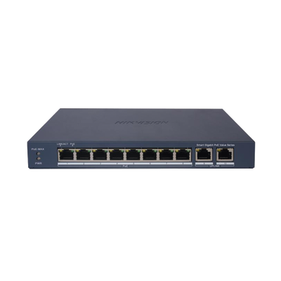Switch Gigabit PoE+   Administrable   8 Puertos 1000 Mbps PoE+   2 Puertos 1000 Mbps de Uplink   Configuración Nube Hik-PartnerPro   Modo Extendido hasta 300 Metros   60 W