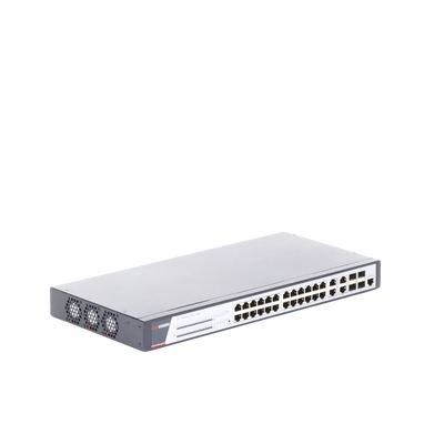 Switch Gigabit PoE+   Administrable   24 Puertos 1000 Mbps PoE+   4 Puertos 1000 Mbps + 4 Puertos SFP de Uplink   370 Watts   Soporta IGMP