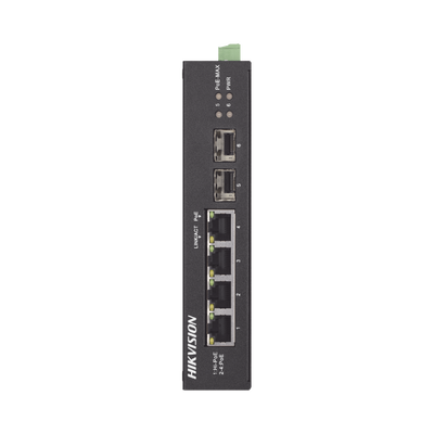 Switch Industrial No Administrable Gigabit   3 Puertos Gigabit PoE+ (30 W) + 1 Puerto Gigabit PoE++ (60 W)   2 Puertos SFP   65 W Total   48 a 57 VCD   Ideal para Proyectos   300 Metros de Distancia