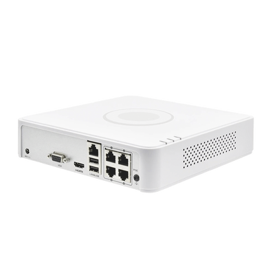 NVR 4 Megapixel (Compatible con Cámaras ACUSENSE)   4 canales IP   4 Puertos PoE  1 Bahía de Disco Duro   Salida de Vídeo Full HD