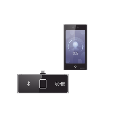 Terminal Facial Min Moe WiFi con pantalla de 7" y Lector de Huellas, Códigos QR y Bluetooth    Exterior IP65   10,000 rostros y 50,000 tarjetas   Soporta módulo lector de Huella, QR y Bluetooth   HIK-IA