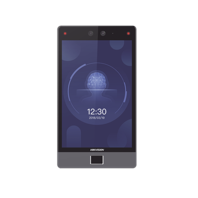 Terminal Facial Min Moe 8" Touch con Lector de Huellas   Delgada y Estética   PoE   100,000 rostros   Exterior IP65   Función de Videoportero y Lectura de Códigos QR   Lectura de tarjetas   HIK-IA