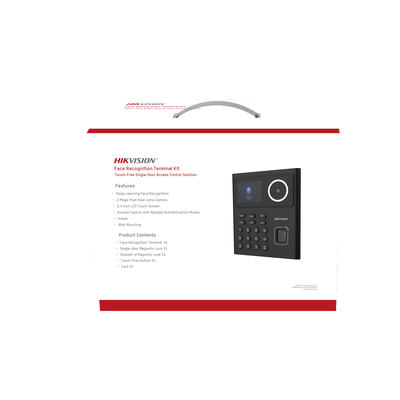 Kit WiFi de Control de Acceso Lite TODO INCLUIDO con Lector de Rostros, Tarjetas y Huellas   500 Rostros   Compatible con App HIKConnect   Incluye Electroimán  Botón de Salida y Montajes Z y L para imán   HIK-IA