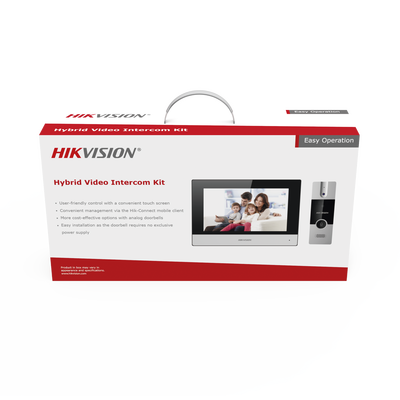 Kit de Videoportero Analógico de Plastico   IP a 4 Hilos con Función de Llamada a App Hik-Connect   Monitor se Conecta a Internet por Cable o WiFi y por 4 Hilos al Frente de Calle   Expandible a Mas Equipos