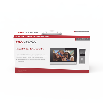 Kit de Videoportero Analógico de Metal   IP a 4 Hilos con Función de Llamada a App Hik-Connect   Monitor se Conecta a Internet por Cable o WiFi y por 4 Hilos al Frente de Calle  IP65   Expandible a Mas Equipos