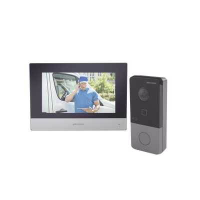 Kit de Videoportero IP Poe Estandar con llamada a App de Smartphone (HikConnect)   Apertura con tarjeta MIFARE   Frente de calle IP65   Soporta 1 Departamento