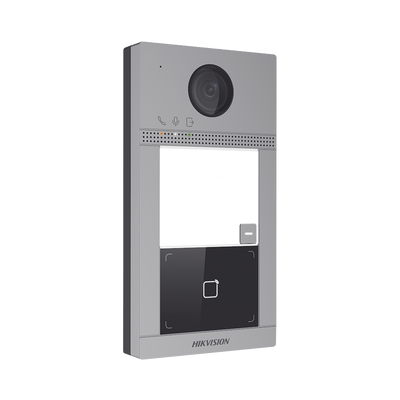 Videoportero IP 2 Megapixel   Llamada y Apertura Remota desde App Hik-Connect   PoE   Exterior IP65 + Antivandalico IK08   1 Departamento   Apertura con Tarjeta   Soporta 2 Puertas y hasta 6 Monitores