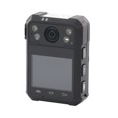 Body Camera Portátil   Grabación a 1920 × 1080p   Pantalla Frontal 1.77" TFT   Conexión Remota 4G   WiFi   GPS   Fotos de Hasta 40 Megapixel   IP68   H.265   128 GB de Almacenamiento   Microfono Integrado