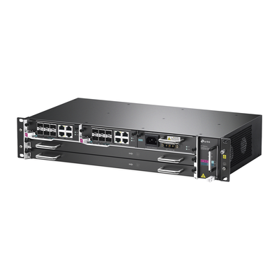 DeltaStream - OLT Módular GPON   Conexión de hasta 4,096 ONUs   2 Tarjetas Main   Puertos Gigabit RJ45 Uplink   4 Puertos SFP+ Uplink   Fuente Redundante AC- DC (incluida)   Administración desde la nube (DPMS)
