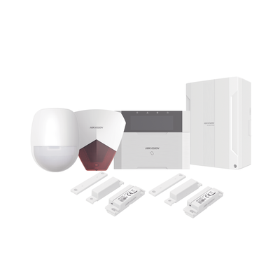 KIT Panel de Alarma HYBRID PRO   1 Panel Híbrido   1 Teclado LCD   1 PIR   2 Contactos Magnéticos   1 Sirena Roja