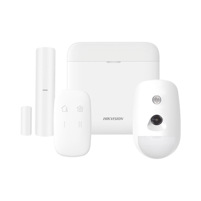 (AX PRO) KIT de Alarma AX PRO   Incluye: 1 Hub con bateria de respaldo   1 Sensor PIR con Cámara   1 Contacto Magnético   1 Control Remoto   WiFi   Compatible con Hik-Connect P2P