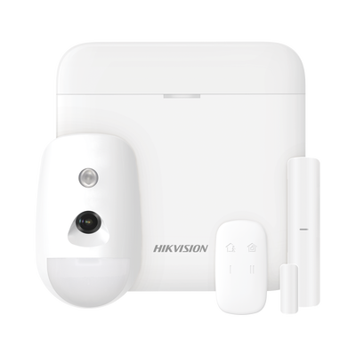 (AX PRO) KIT de Alarma AX PRO con GSM (3G 4G)   Incluye: 1 Hub   1 Sensor PIR con Cámara   1 Contacto Magnético   1 Control Remoto   WiFi   Compatible con Hik-Connect P2P