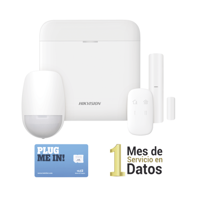 (AX PRO) KIT de Alarma AX PRO con GSM (3G 4G)   Incluye: 1 Hub con bateria de respaldo   1 Sensor PIR   1 Contacto Magnético   1 Control Remoto  1 MICROSIM30M2M incluye 1 mes de servicio  Wi-Fi   Compatible con Hik-Connect P2P
