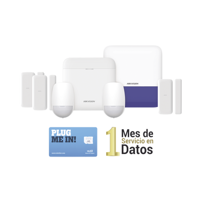 (AX PRO) KIT de Alarma AX PRO con GSM (3G 4G)   Incluye: 1 Hub   2 Sensores PIR   3 Contactos Magnéticos mini   1 Control Remoto   1 Sirena Inalambrica Exterior    1 WiFi   1 MICROSIM30M2M con 1 mes de servicio Compatible con Hik-Connect P2P