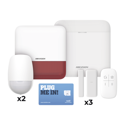 (AX PRO) KIT de Alarma AX PRO con GSM (3G 4G), Wi-Fi y Ethernet   Incluye: 1 Hub  con batería de respaldo   2 Sensores PIR   3 Contactos Magnéticos Slim   1 Control Remoto   1 Sirena Roja Inalambrica Exterior