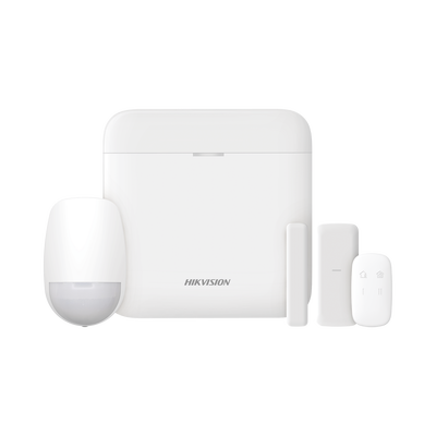 (AX PRO) KIT de Alarma AX PRO con GSM (3G 4G)   Incluye: 1 Hub con bateria de respaldo   1 Sensor PIR   1 Contacto Magnético Slim   1 Control Remoto   Wi-Fi   Compatible con Hik-Connect P2P