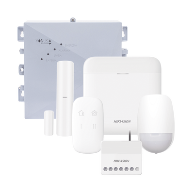(AX PRO + YONUSA) KIT de Alarma AX PRO   Incluye: 1 Hub con bateria de respaldo   1 Energizador 2500Mts Lineales   1 Relevador 0 a 36 Vcc (Max. 5 A) con Entrada de Alarma 27 7   1 Keyfob   1 PIR Interior   1 Magnético