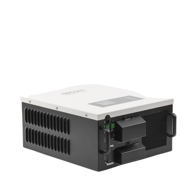 Inversor   Cargador para sistemas tipo isla de 48Vcc 120VCA de 2500W onda sinusoidal pura con controlador MPPT. Administre una fuente fotovoltaica, la red eléctrica y recargue su banco de baterías y su consumo sin problemas.