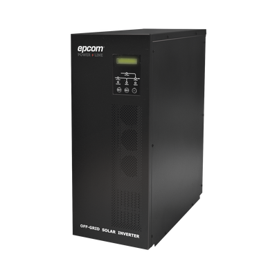Inversor   Cargador para sistemas tipo isla de 192Vcc 120VCA de 3000W onda sinusoidal pura con controlador MPPT. Administre una fuente fotovoltaica, la red eléctrica y recargue su banco de baterías y su consumo sin problemas.