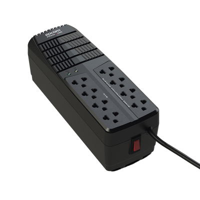 Regulador de Voltaje 1000 VA-500 W    4 Contactos con AVR   4 Contactos con Supresor de Picos   Protección RJ11