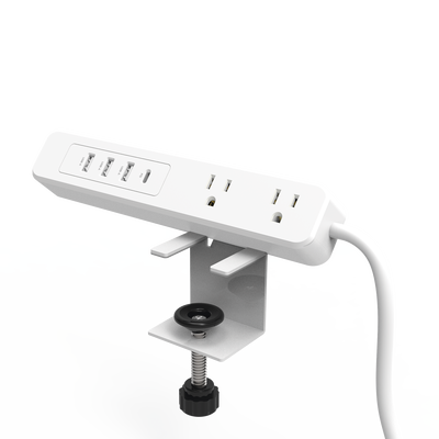 Multicontacto con Montaje para Escritorio   Carga Rápida para 65 W   3 x Nema 5-15P   2 x USB-A (5V @3A)   1 x USB-C (65W)
