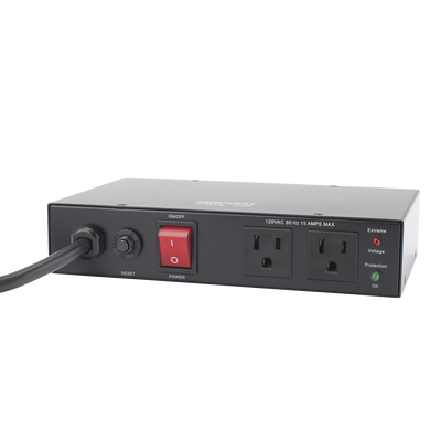 Acondicionador de Voltaje   Entrada 120 Vca   2 salidas @ 120 Vca NEMA 5-15R   1,800 W   15 A   Supresión de Picos   Filtro de Ruido EMI RFI