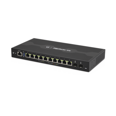 EdgeRouter 12 PoE pasivo 24 V, con 10 puertos 10 100 1000 Mbps + 2 puertos SFP, con funciones avanzadas de ruteo