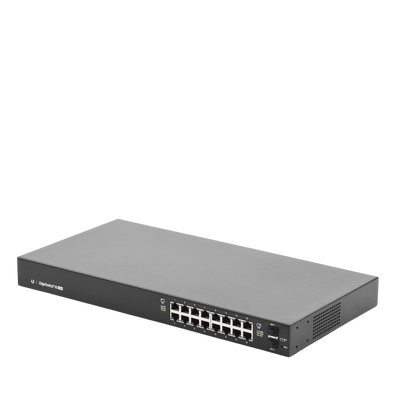 Switch EdgeMAX Administrable de 16 Puertos Gigabit con PoE+ PoE Pasivo 24V + 2 Puertos SFP, 150 W