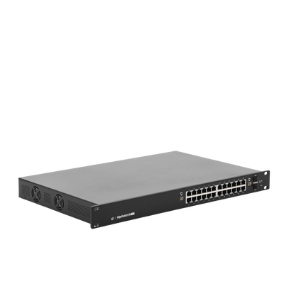 Switch EdgeMAX administrable de 24 puertos Gigabit con PoE+ PoE Pasivo 24V + 2 Puertos SFP, 250 W