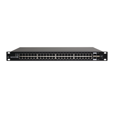 Switch EdgeMAX Administrable de 48 Puertos Gigabit con PoE+ PoE Pasivo 24V + 2 Puertos SFP + 2 Puertos SFP+, 750 W