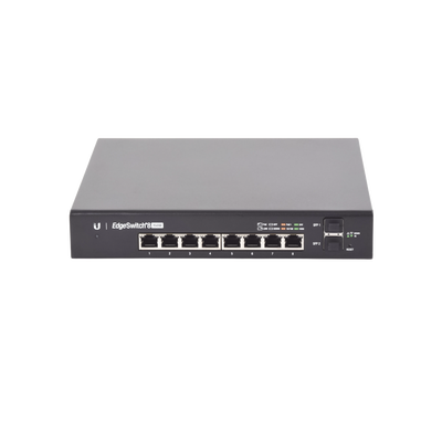 Switch EdgeMAX Administrable de 8 Puertos Gigabit con PoE+ PoE Pasivo 24V + 2 Puertos SFP, 150 W