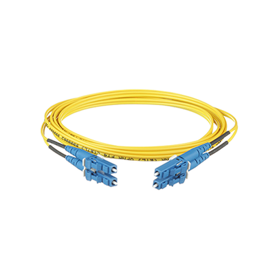 Jumper de Fibra Optica Monomodo 9 125 OS2, LC-LC Duplex, OFNR (Riser), Color Amarillo, 2 Metros