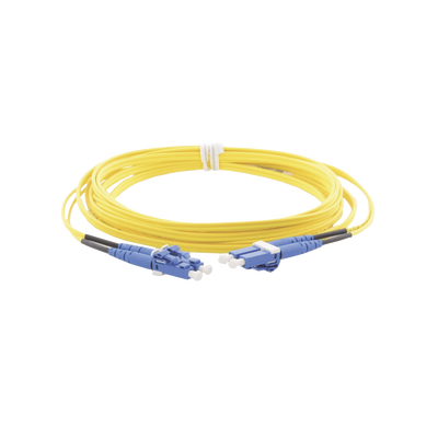 Jumper de Fibra Optica Monomodo 9 125 OS2, LC-LC Duplex, OFNR (Riser), Color Amarillo, 3 Metros