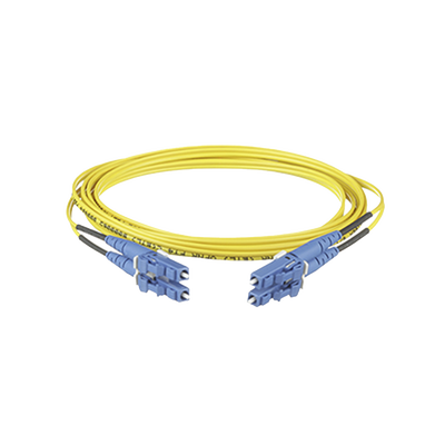 Jumper de Fibra Optica Monomodo 9 125 OS2, LC-LC Duplex, OFNR (Riser), Color Amarillo, 4 Metros