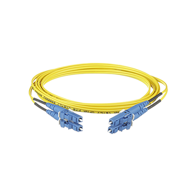 Jumper de Fibra Optica Monomodo 9 125 OS2, LC-LC Duplex, OFNR (Riser), Color Amarillo, 5 Metros