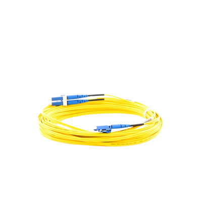 Jumper de Fibra Optica Monomodo 9 125 OS2, LC-LC Duplex, OFNR (Riser), Color Amarillo, 10 Metros