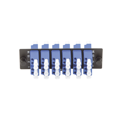 Placa Acopladora de Fibra Optica FAP, Con 12 Conectores LC Duplex (24 Fibras), Para Fibra Monomodo OS1 OS2, Color Azul