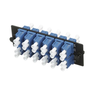 Placa Acopladora de Fibra Optica FAP, Con 12 Conectores LC Duplex (24 Fibras), Para Fibra Monomodo OS1 OS2, Color Azul