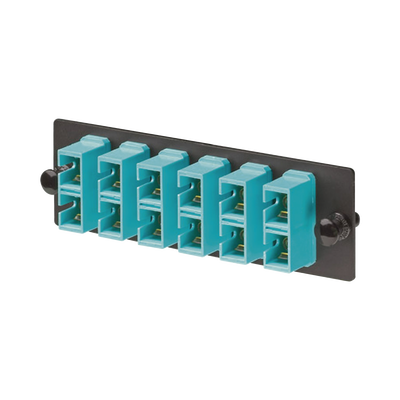Placa Acopladora de Fibra Optica FAP, Con 6 Conectores SC Duplex (12 Fibras), Para Fibra Multimodo OM3 OM4, Color Aqua