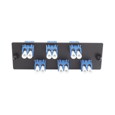 Placa Acopladora de Fibra Optica FAP, Con 6 Conectores LC Duplex (12 Fibras), Para Fibra Monomodo OS1 OS2, Color Azul