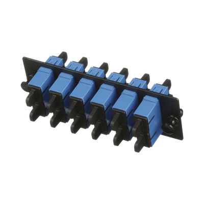 Placa Acopladora de Fibra Optica FAP, Con 6 Conectores SC Duplex (12 Fibras), Para Fibra Monomodo OS1 OS2, Color Azul