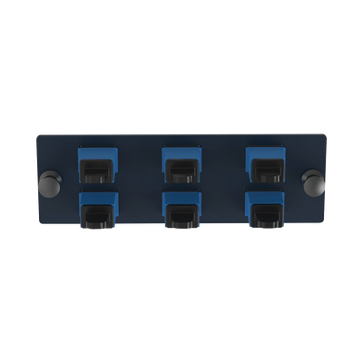 Placa Acopladora de Fibra Optica FAP, Con 6 Conectores SC Simplex (6 Fibras), Para Fibra Monomodo OS1 OS2, Color Azul