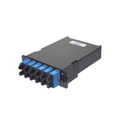 Placa Acopladora de Fibra Óptica FAP, Con 12 Pigtails y 6 Conectores LC Duplex (12 Fibras), Para Fibra Monomodo OS1 OS2, Color Azul