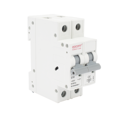 Protección Térmica  Interruptor 2P, 10 A,  Corriente Alterna  400 Vca para Aplicación Fotovoltaica Montaje Riel DIN