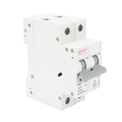 Protección Térmica  Interruptor 2P, 63 A,  Corriente Alterna  400 Vca para Aplicación Fotovoltaica Montaje Riel DIN