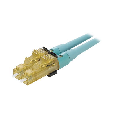 Conector de Fibra Óptica LC Duplex OptiCam, Multimodo 50 125 OM3 OM4, Pre-pulido, Color Aqua