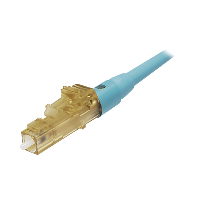 Conector de Fibra Óptica LC Simplex OptiCam, Multimodo 50 125 OM3 OM4, Pre-pulido, Color Aqua