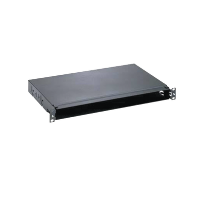 Panel de Distribución de Fibra Óptica, Acepta 4 Casetes QuickNet o Placas FAP FMP con Panel CFAPPBL1 (No Incluido), Bandeja Fija, Hasta 96 Fibras, Color Negro, 1UR