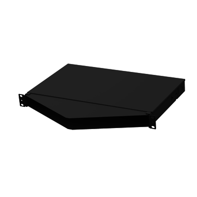 Panel de Distribución de Fibra Óptica, Acepta 4 Casetes QuickNet o Placas FAP FMP con Panel CFAPPBL1A (No Incluido), Bandeja Fija, Angulado, Hasta 96 Fibras, Color Negro, 1UR